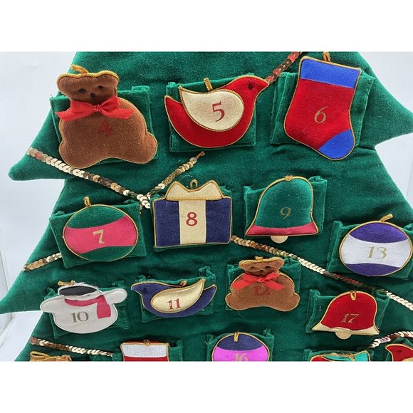 Christmas Tree Fabric Reusuable Advent Calendar 30 Inch long x 23 Inch Wide - Picture 12 of 16